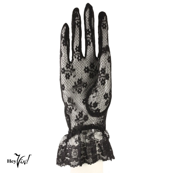 Wrist Length Lace Gloves w Ruffle Dressy Weddings Party Bridal Prom - Hey Viv - Picture 2 of 6